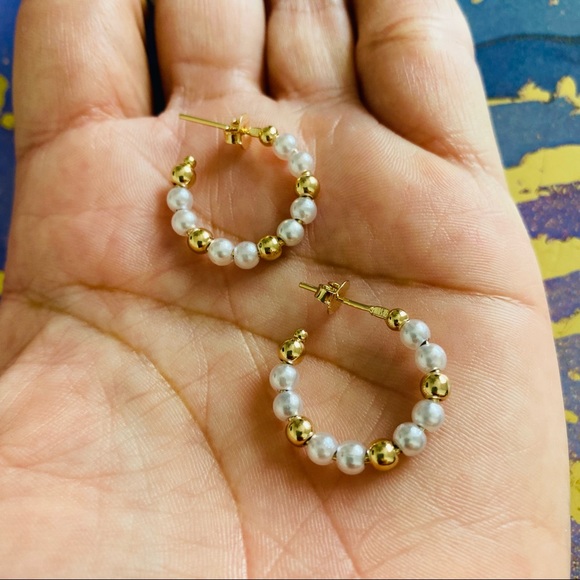 Beaded Small Hoops - Picture 4 of 9